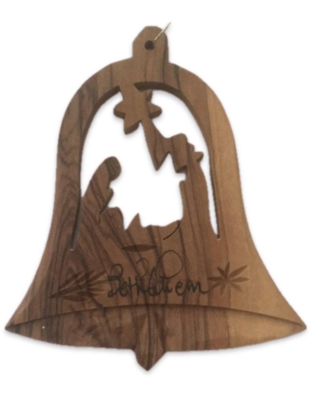 Bethlehem Nativity Scene Christmas Bell Wooden Hanging Ornament Brand New 3”